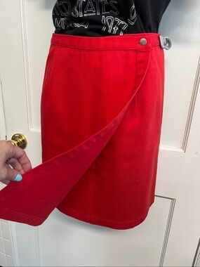 Eddie Bauer Red Cotton Wrap Skirt ladies size 14